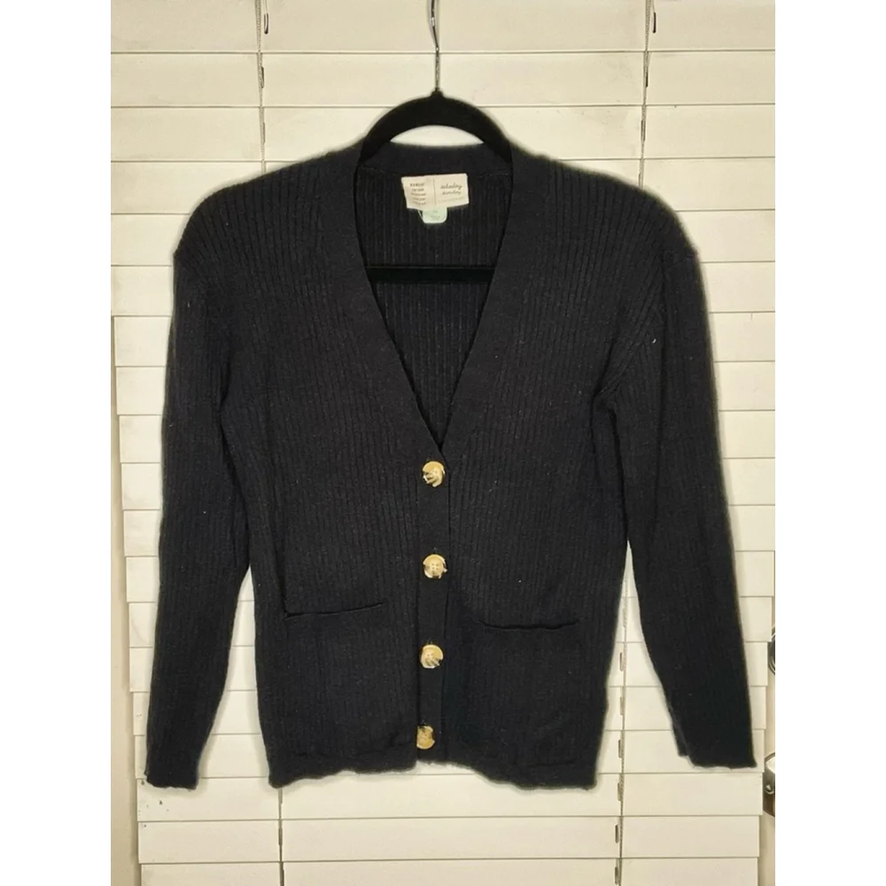 Women's Anthropologie Saturday Sunday Ribbed Cardigan, XS, Black